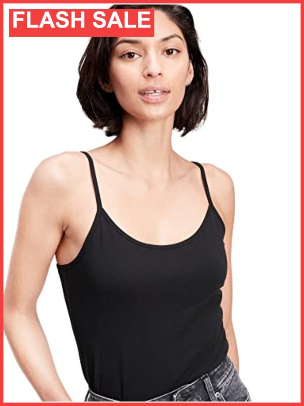 Fitted Scoop Neck Spaghetti Strap Cami Tank Top - Sleeveless